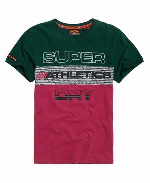 Superdry Trophy Neon Férfi Pólók Zöld/Piros | DUYFI4617